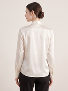 Silk&Sibél Silk Bow Tie Blouse in Ivory, 100% mulberry silk, back view